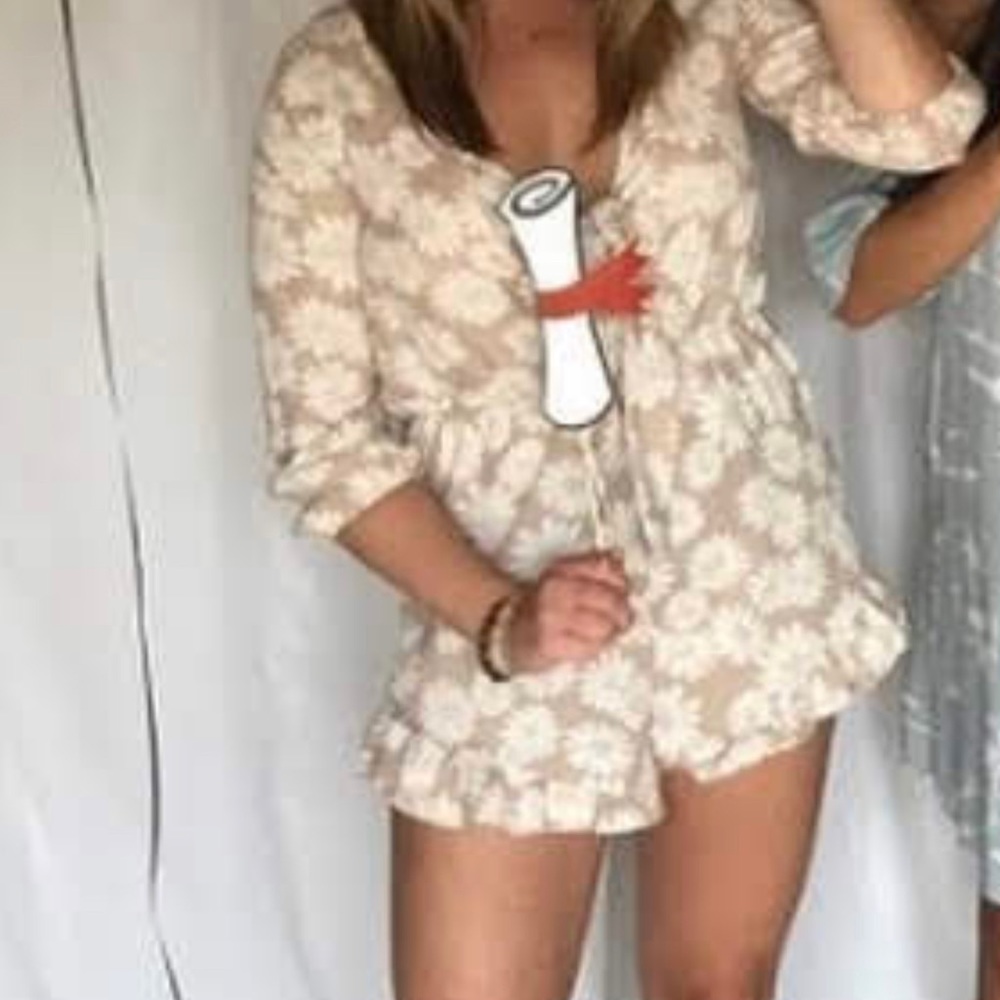 Floral cut out romper